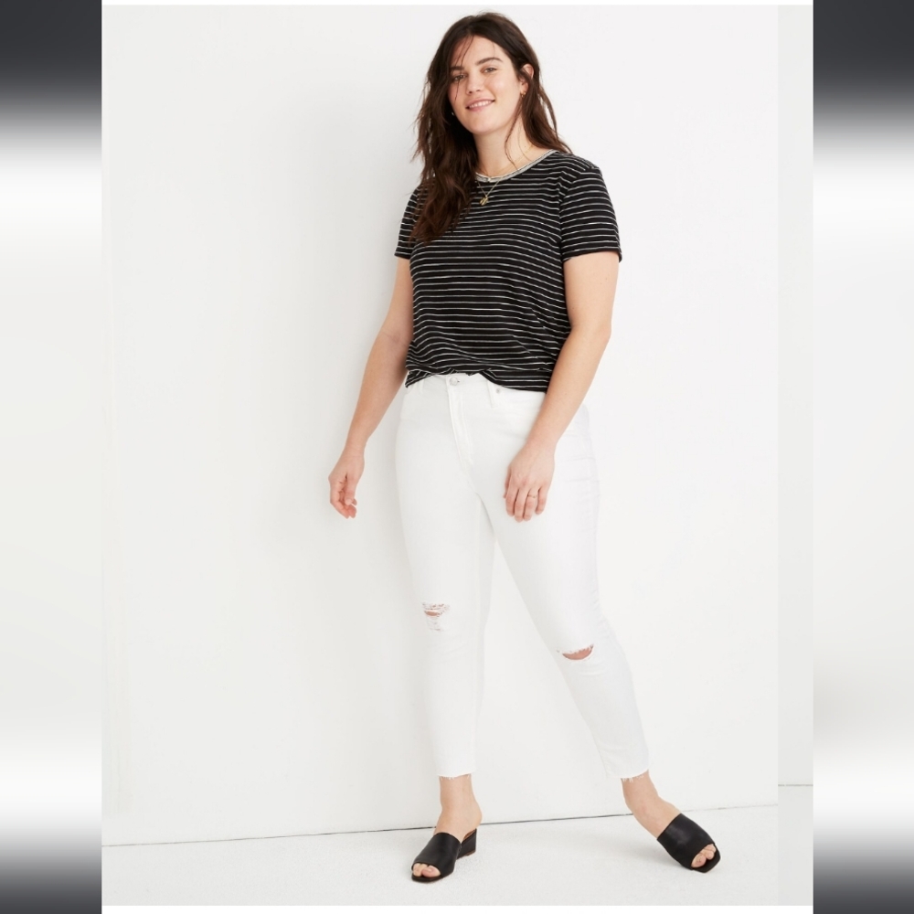 Madewell White 9" High-Rise Skinny Crop